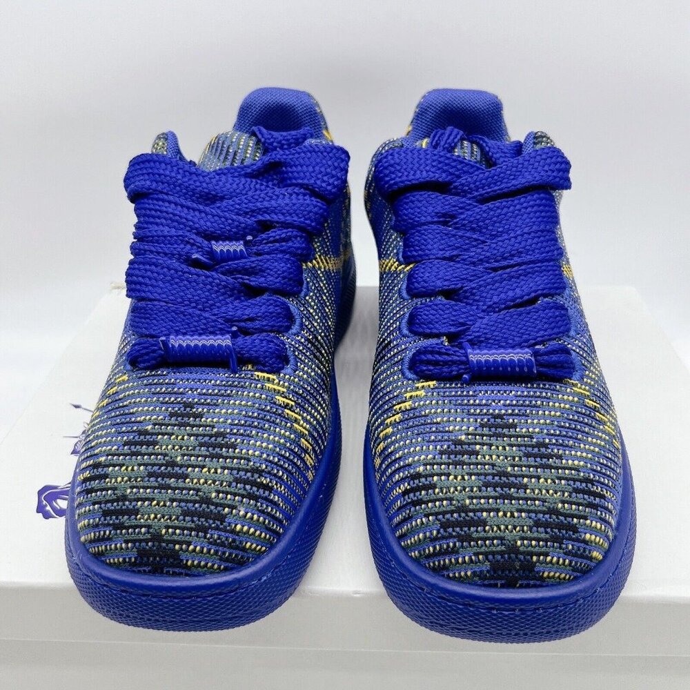 Burberry Box Knit Low Up Men’s Sneakers Blue Check Lace Up EU 45 US 12 - Picture 5 of 12